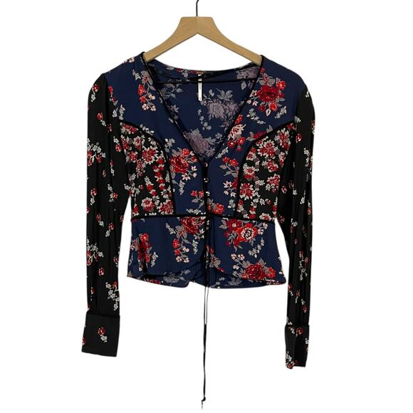 Free People Way the World Turns Top - Black Multi - XS - Picture 2 of 15